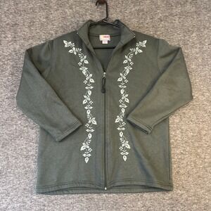 Vintage Sporting Club Womens Med Fleece Green Full Zip Jacket‎ Hong Kong Floral